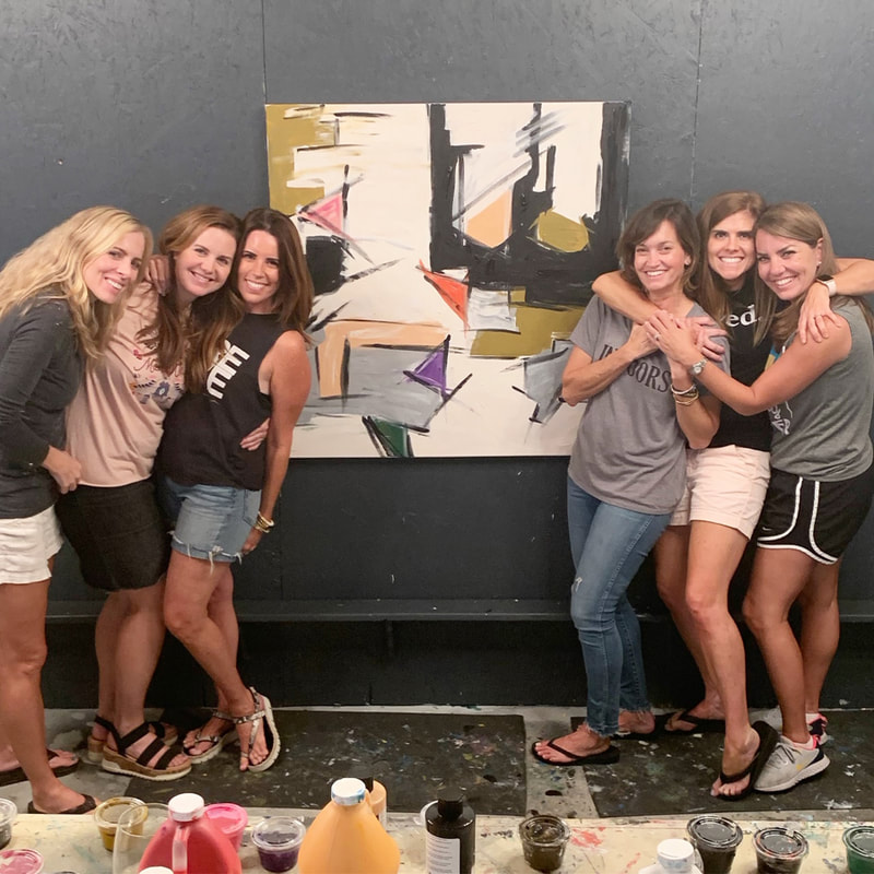 Girls' night out paint party in progress