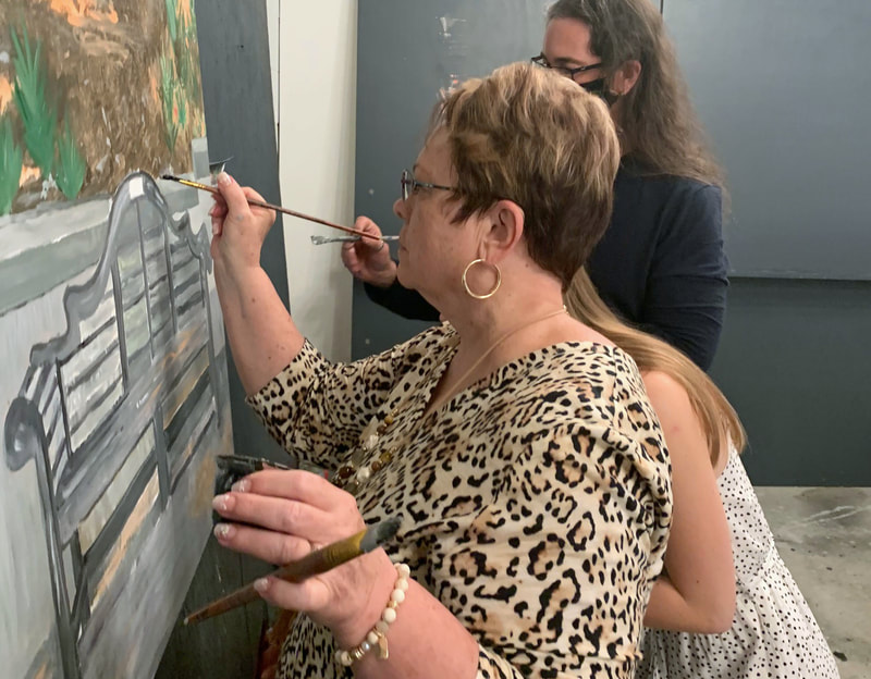 Sketch stage of a corporate mural team-building event